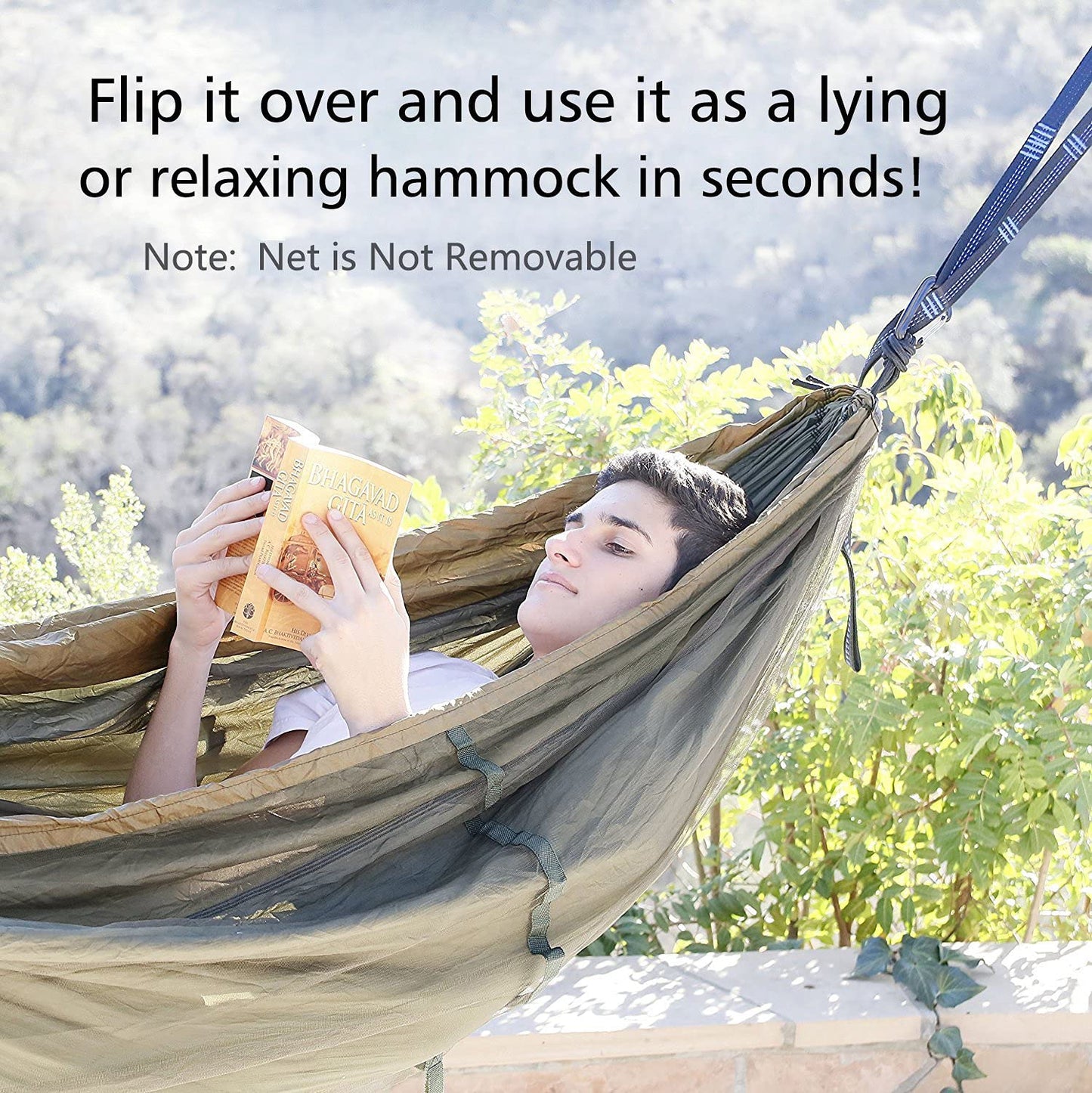 Sunyear Camping Hammock with Net, Single & Double, 2 * 10ft Straps