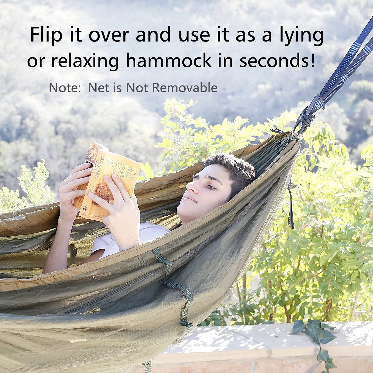 Sunyear Camping Hammock with Net, Single & Double, 2 * 10ft Straps