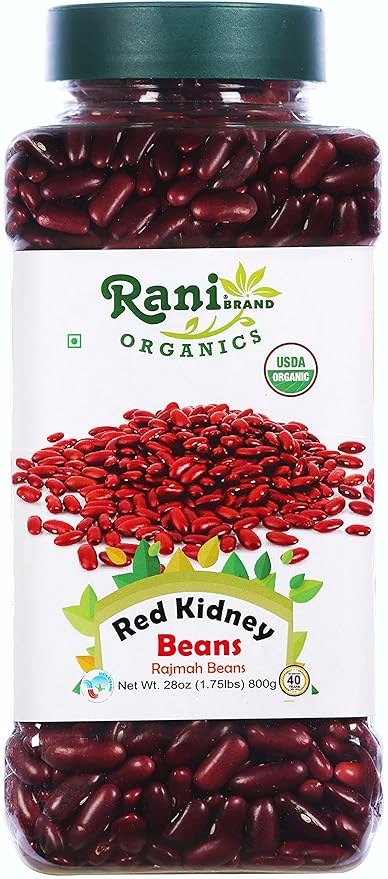 Rani Organic Red Kidney Beans (Rajmah Beans) Light 28oz (1.7lbs) 800g PET Jar ~ All Natural | Vegan | Gluten Friendly | NON-GMO | Indian Origin | USDA Certified Organic