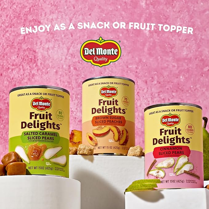 Del Monte Fruit Delights Sliced Peaches in Brown Sugar Extra Light Syrup, 15 oz. Cans, 12 Pack