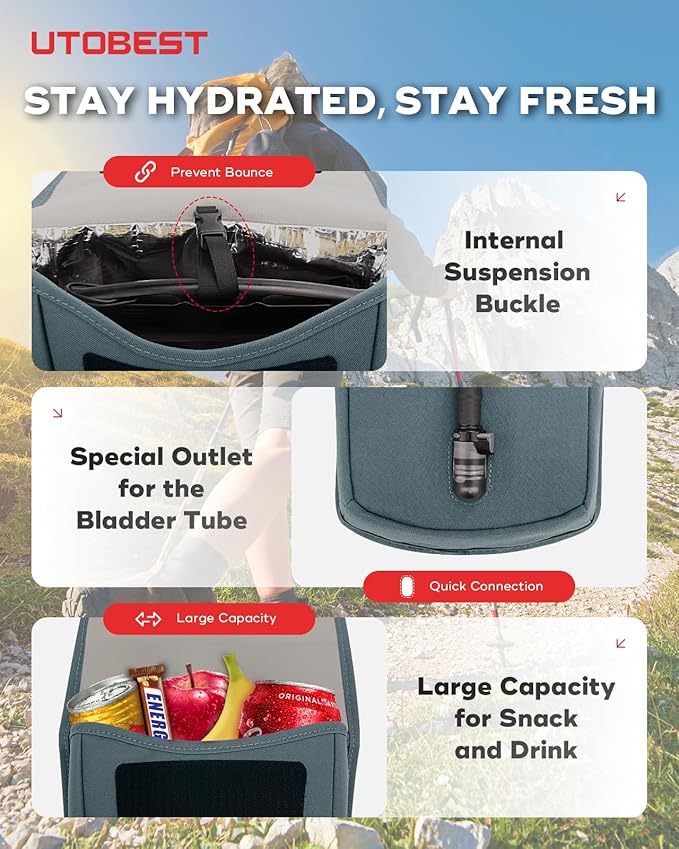 Insulated Insulation Bag, Fits 2L&3L Hydration Water Bladders, Lightweight & Water Resistant, Bladder is NOT Included