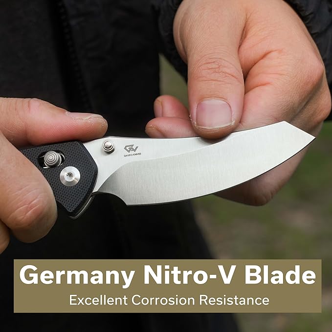 CIVIVI Sixgill Folding Pocket Knife for EDC, 3.41'' Nitro-V Blade G10 Handle, Deep Carry Reversible Clip, Gift for Men Women C24050-1 (Black)