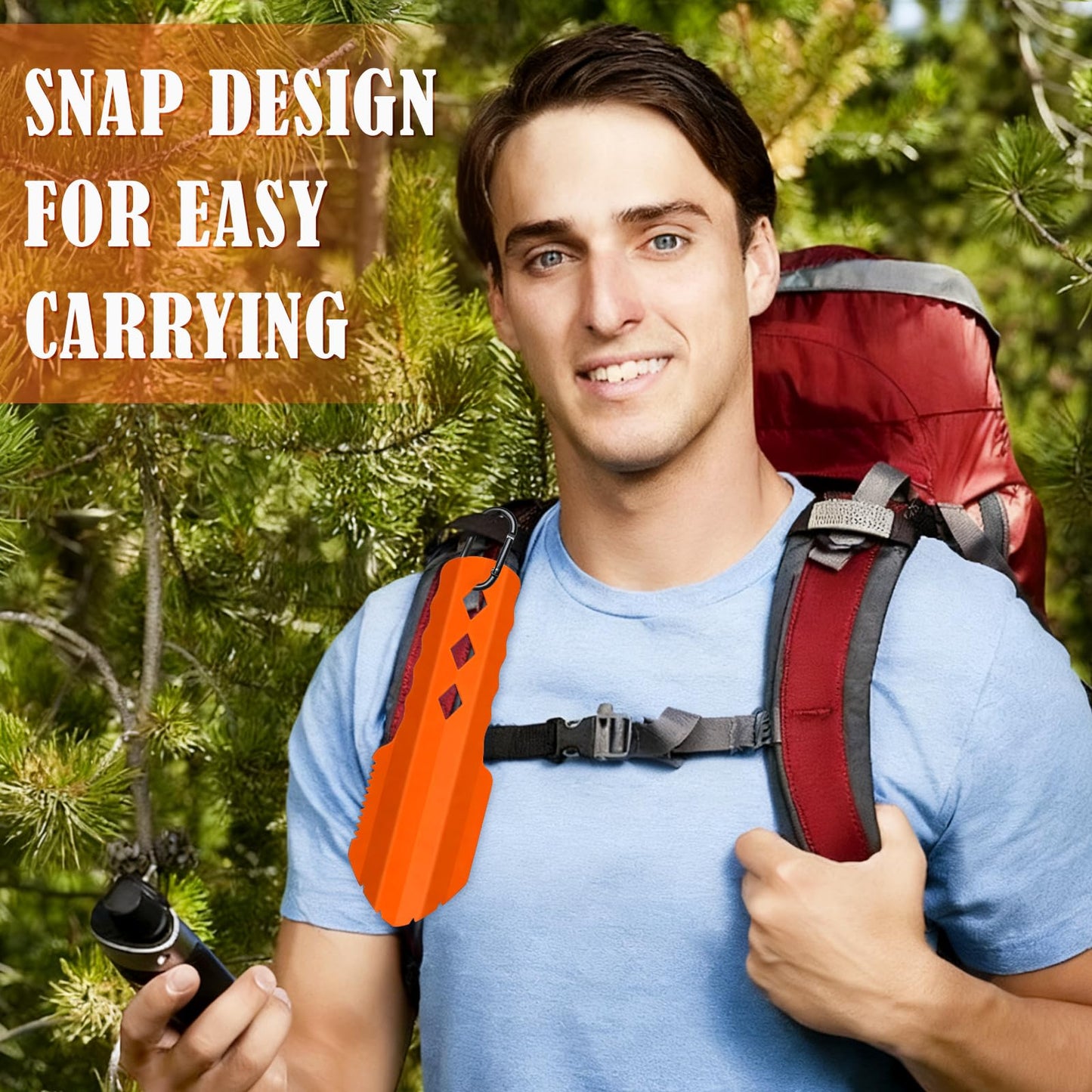 PLACHIDAY Camping Shovel Set, 3-in-1 Ultra-Light Aluminum Mini Shovel & 18.5'' Folding High Carbon