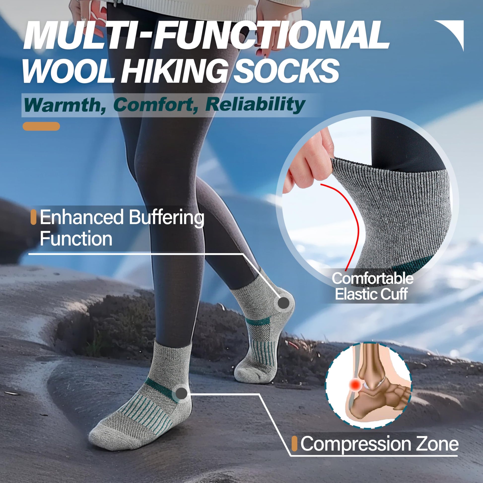 Anlisim Merino Wool Quarter Ankle Running Hiking Socks for Women and Men