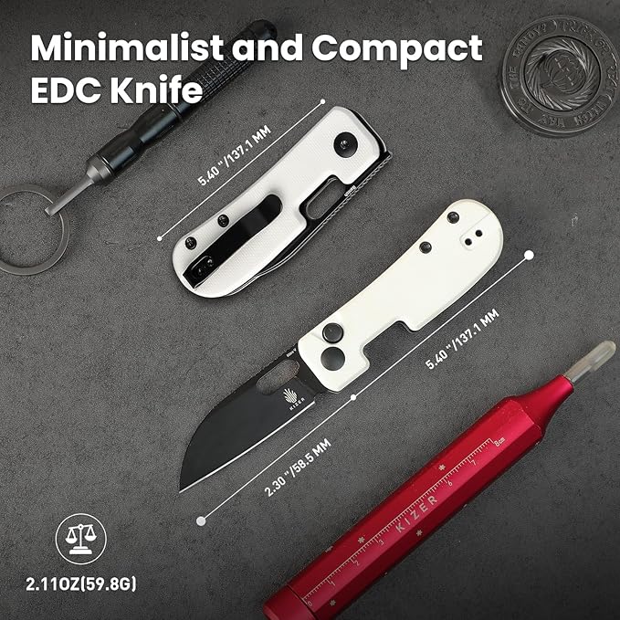 Kizer Banish 2.3 In Folding Pocket Knife, Nitro-V Steel Blade Small EDC for Everyday Carry G10 Handle Folding Knife, Mini Utility Knife for Men Women Sharp Camping Survival Hiking, V2676A3