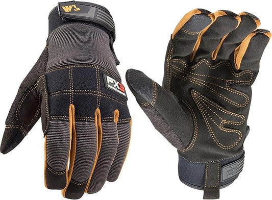 Wells Lamont FX3 Men's Work Gloves – Dexterity, Synthetic Leather Palm, Reinforced Fingertips – Stretch Spandex for Comfort – Touchscreen-Ready, All-Purpose Use, Ergonomic Fit – Black, Medium (7853MC)