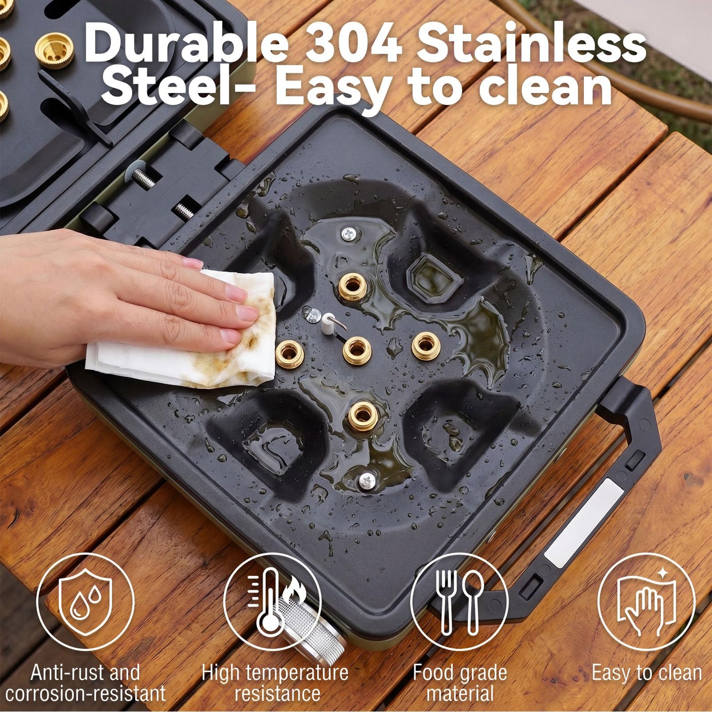 2-Burner Portable Propane Camping Stove with Windshield, 30000 BTU Foldable Gas Stove with