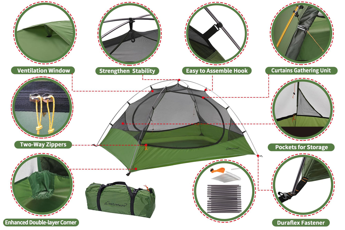 Clostnature 2 Person Lightweight Backpacking Tent, Camping Tent