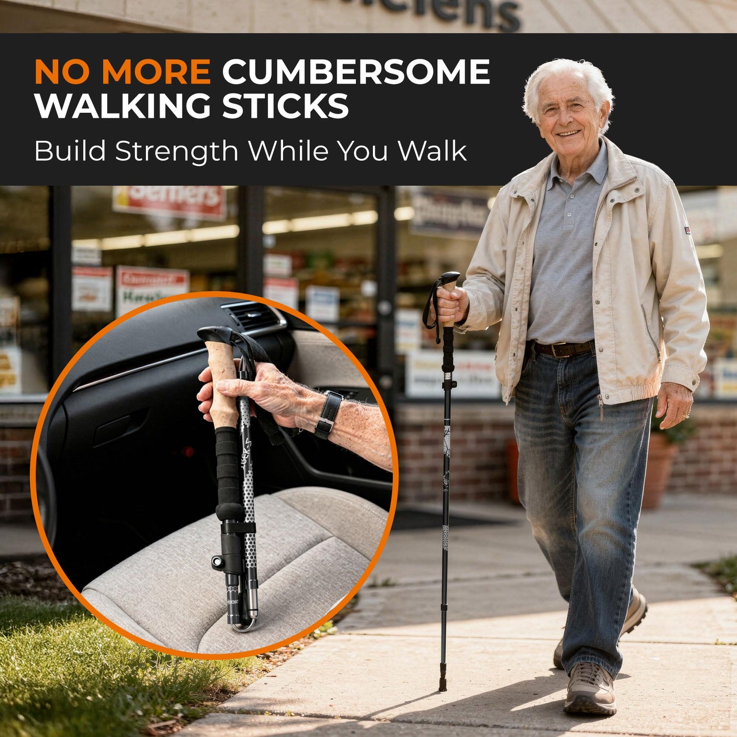 TREKOLOGY Trek-Z Collapsible Hiking & Trekking Poles - Balance Support for Seniors, Women, and Men