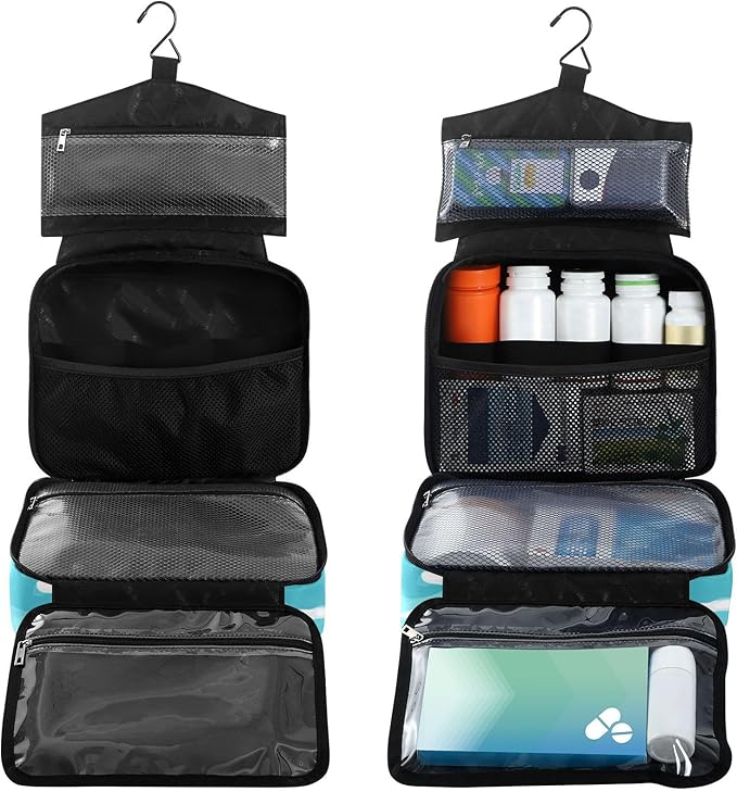 Fustylead Leisurely Cat with Sunglasses in The Pool Empty Travel First Aid Bag Large Home Medication Bag with Zipper for Pills,Vitamin,Fish Oil,Supplements for Women and Men