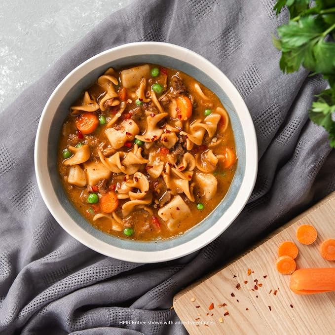 HMR Entrees Meals 6-Pack Vegetable Stew with Beef | Low Calorie Microwave Meals for Weight Loss | Ready to Eat Dinner | Premade Shelf-Stable Ready in 60 Seconds