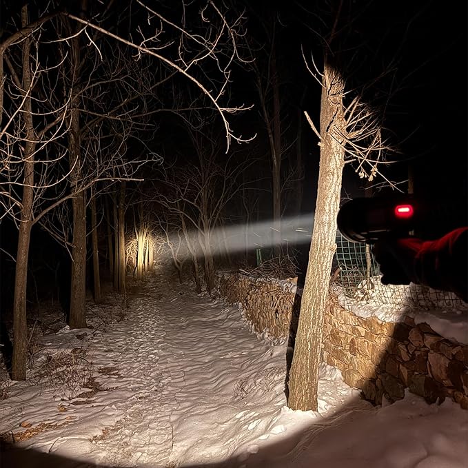 Rechargeable Spotlight Flashlight, Waterproof Outdoor Handheld Spot Light, Built-in Kickstand and Phone Charger, Emergency Light for Camping, Boat, Hunting, Hiking (Warm White)