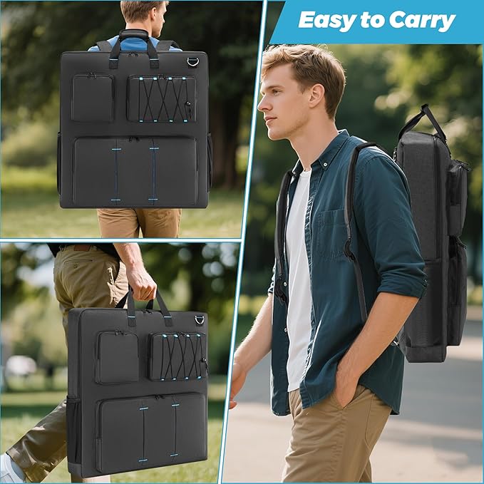 Solar Panel Storage Bag Compatible with Jackery SolarSaga 100W 200W/Anker 100W 200W/Ecoflow 160W 220W/Bluetti 100W 200W, Travel Carrying Case for 2 Battery Panels, Solar Panel Bag with Multiple Pocket