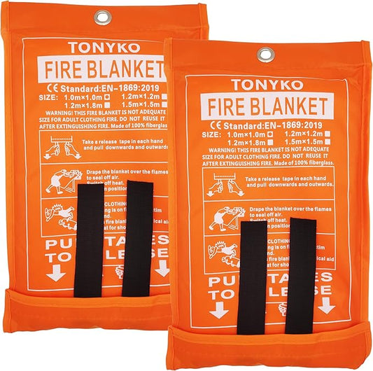 TONYKO Emergency Fire Blanket for Home and Kitchen - Orange - Fire Suppression, Fiberglass Fireproof