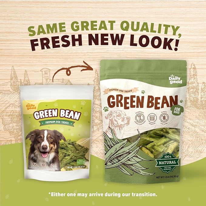 Green Bean Chips for Dogs – 100% Natural Single Ingredient Dog Treats – Snappy & Crispy – High Fiber, Hypoallergenic, Grain-Free – Healthy Snack for All Breeds – 1.5 oz