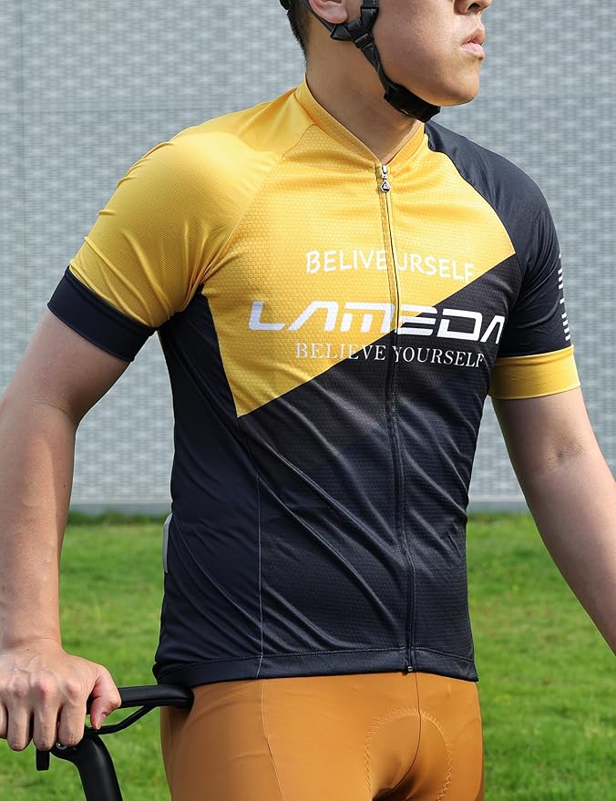 LAMEDA Men's Cycling Jersey Breathable Lightweight Bike Jersey Short Sleeve Quick Dry Moisture Wicking Biking Shirts