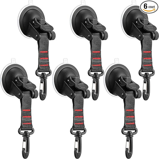 Maitys Heavy Duty Suction Cups with Hooks Tie Down Strong Suction Cup Anchor Car Camping Accessories Vacuum Outdoor Suction Cup with Hooks for Car Boat Awning Camping Tent Trap