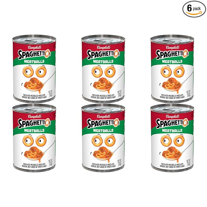 SpaghettiOs Canned Pasta with Meatballs, 15.6 oz Can (Pack of 6)