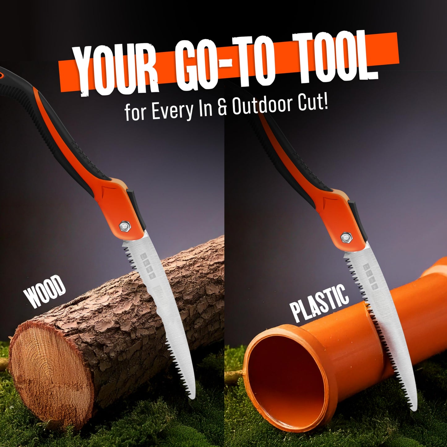 Folding Camping saw 14 Inch - Heavy Duty Pruning Saw with Triple-Cut SK5 Blade, 7 TPI Razor Teeth