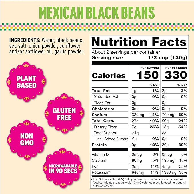 SOMOS Mexican Black Beans ??Gluten Free, Non-GMO, Vegan & Microwavable Meals Ready to Eat - Delicious, Healthy & Convenient - Perfect for Tacos, Tostadas & More | 10 oz (Pack of 6)