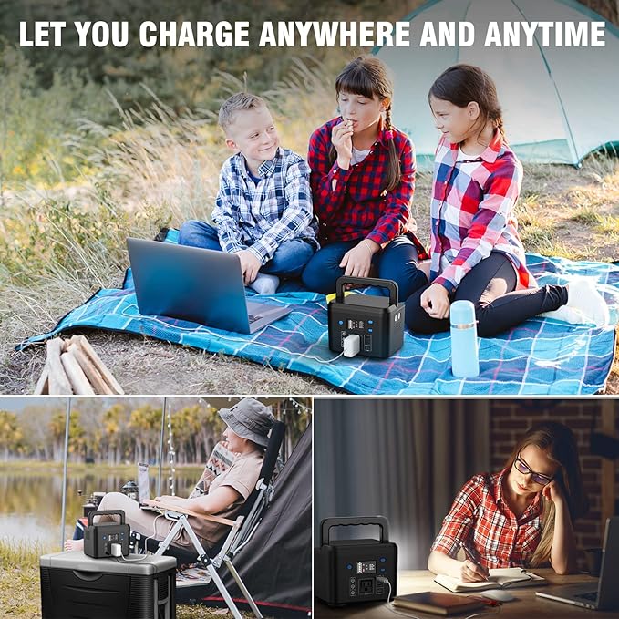 powkey 200W Solar Generator with Panel, 120Wh/200W Portable Power Station with 60W Foldable Solar Panel for Outdoor Camping