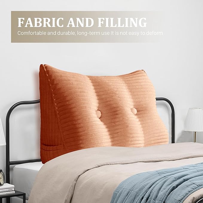 10 lbs Thickened Headboard Pillow Wedge Pillow Headboard Reading Pillow Bed for Comfortable Backrest Reading Triangular Pillow with Side Pocket Backrest Pillows for Sitting in Bed Full