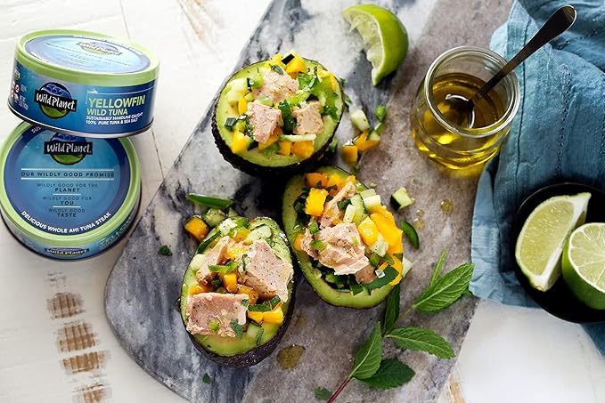 Wild Planet Wild Yellowfin Tuna, Tinned Fish, Canned Tuna, Sustainably Wild-Caught, Non-GMO, Kosher, Gluten Free, Keto and Paleo, 5 Ounce (Pack of 12)