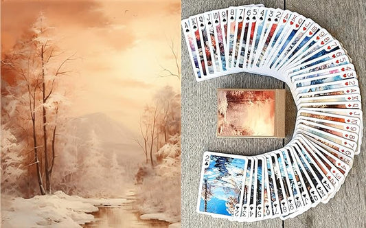 Frosty Morning Playing Cards (Poker Deck 54 Cards All Different) Frosty Winter Forest Landscapes and Enchanting Scenery Vintage Book Illustration