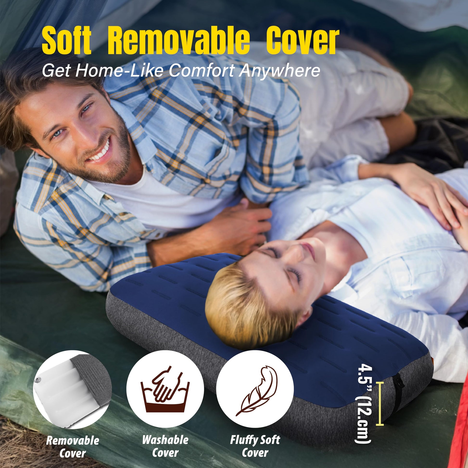 TREKOLOGY Camping Pillow - Large Inflatable (24"x15") for Home-Like Comfort, Portable & Ergonomic