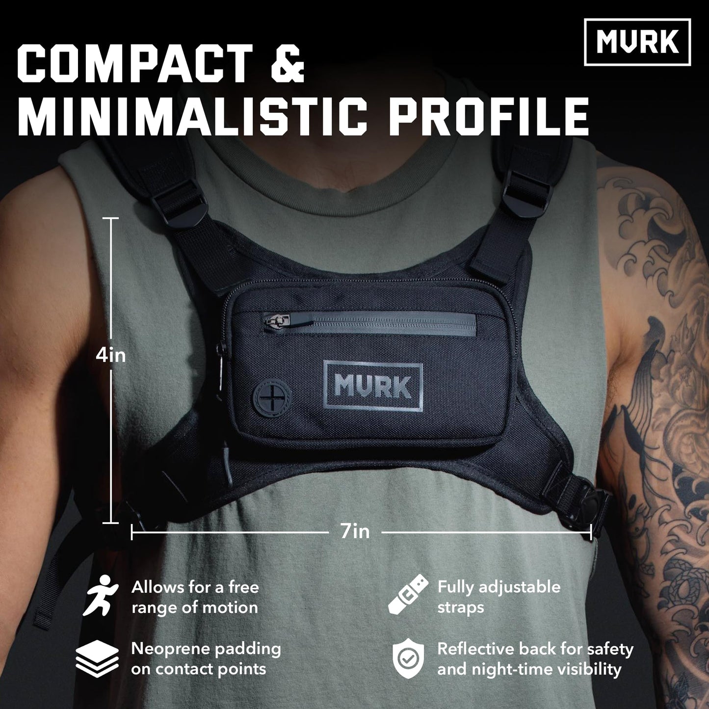 MVRK Water Resistant Running Vest Chest Pack, Phone Holder for Running, Lightweight Training Pack