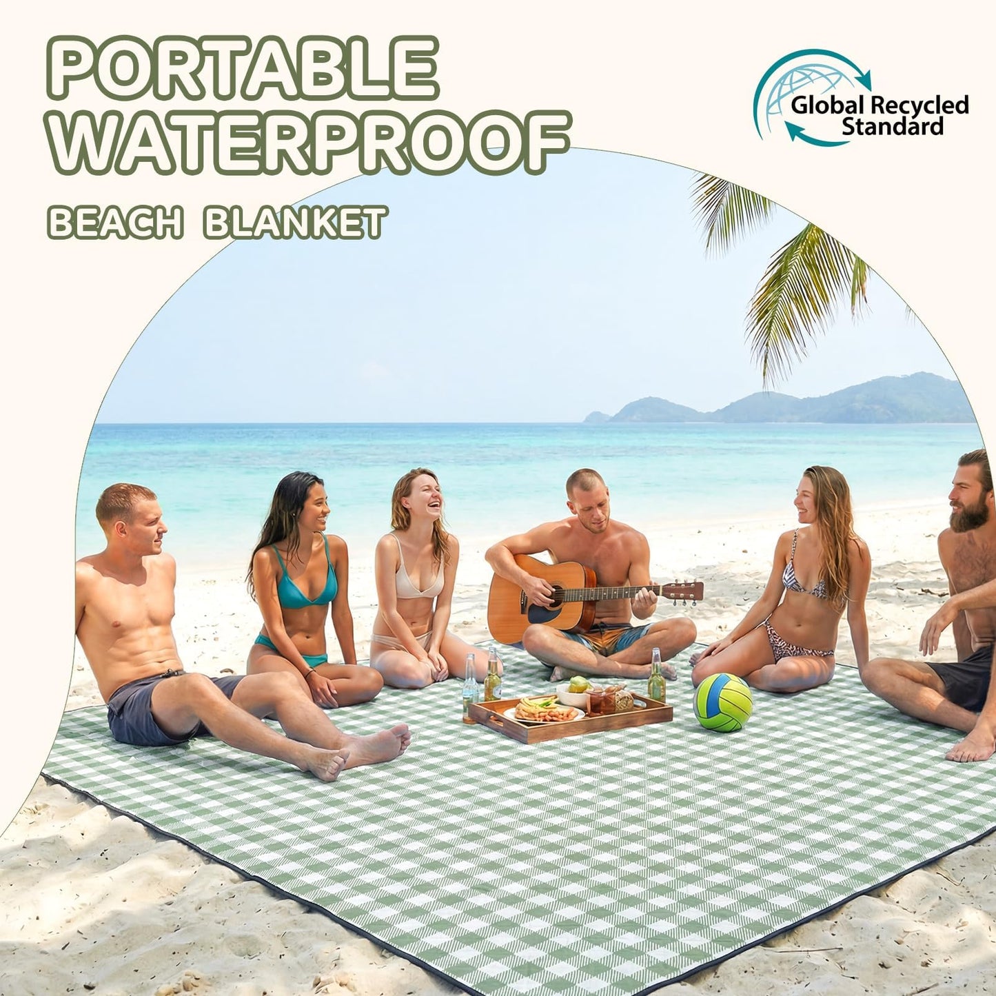 Genovega Waterproof Picnic Blanket Beach Outdoor Camping Mat Rug Extra Large Foldable Cute Big