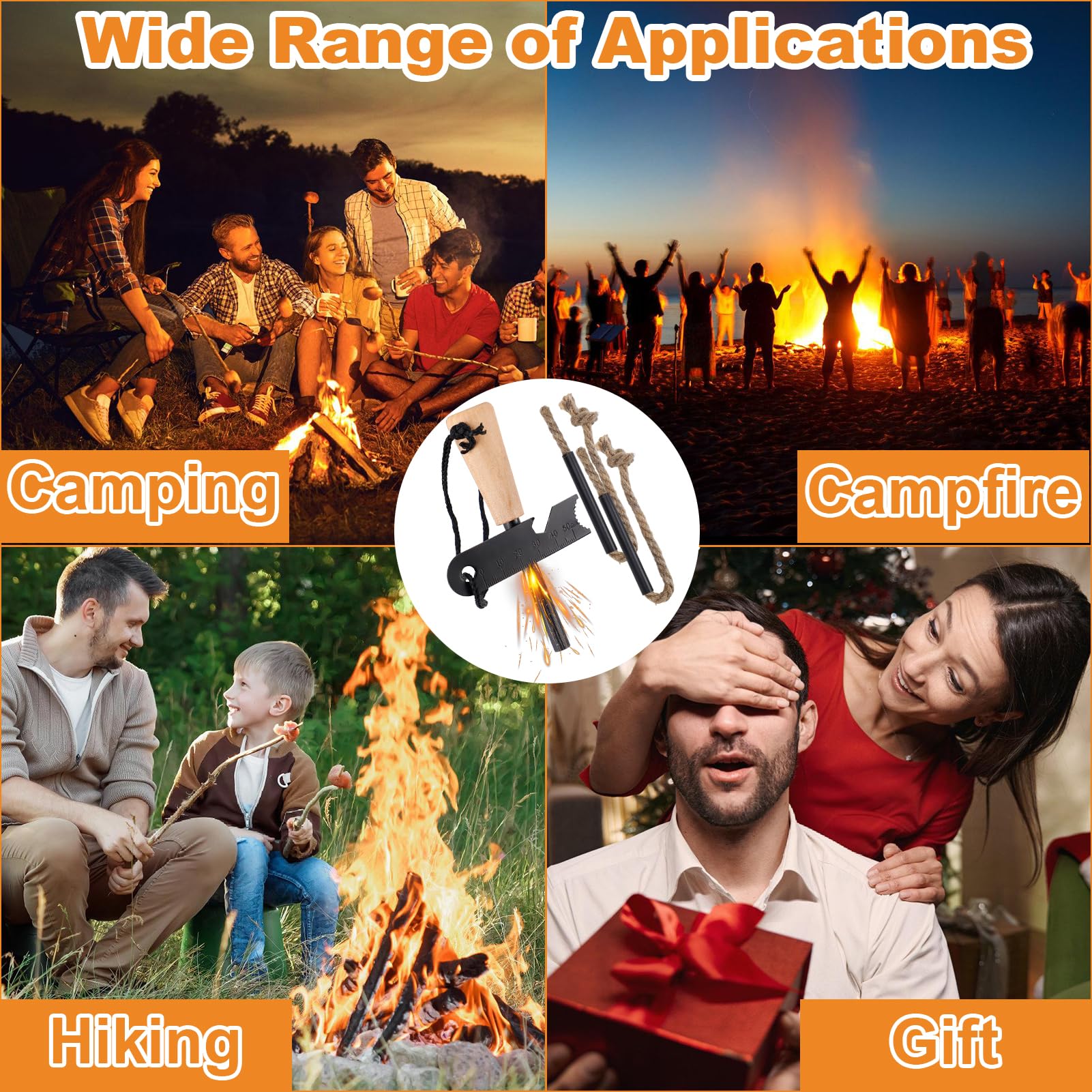 Acostop Fire Starter Tool Kit Survival Gear for Hiking Campfires Bushcraft