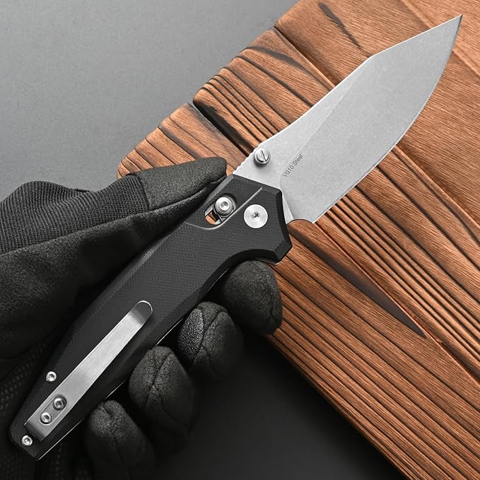 FF20 Folding Pocket Knife，VG10 Steel Blade G10 Handle EDC Tool Knife for Outdoor Camping Hunting Fishing Working(Black)