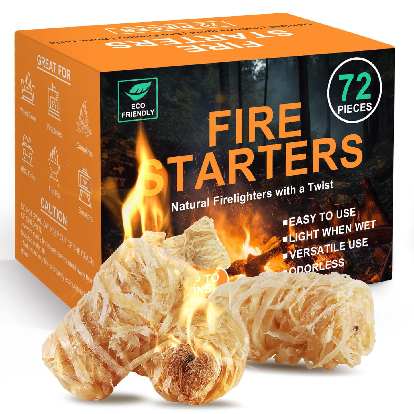 Realcook Natural Fire Starter for Campfires: All Weather Firestarters