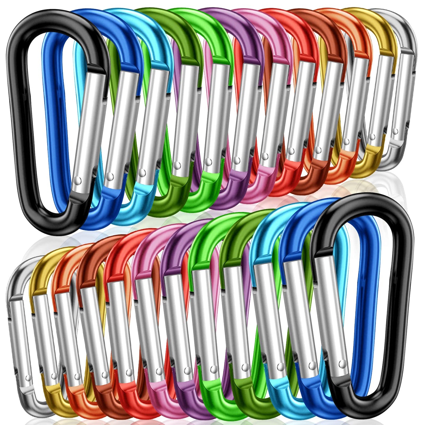 STURME 2" Aluminum D Ring Carabiners Clip D Shape Spring Loaded Gate Small Keychain Carabiner Clip