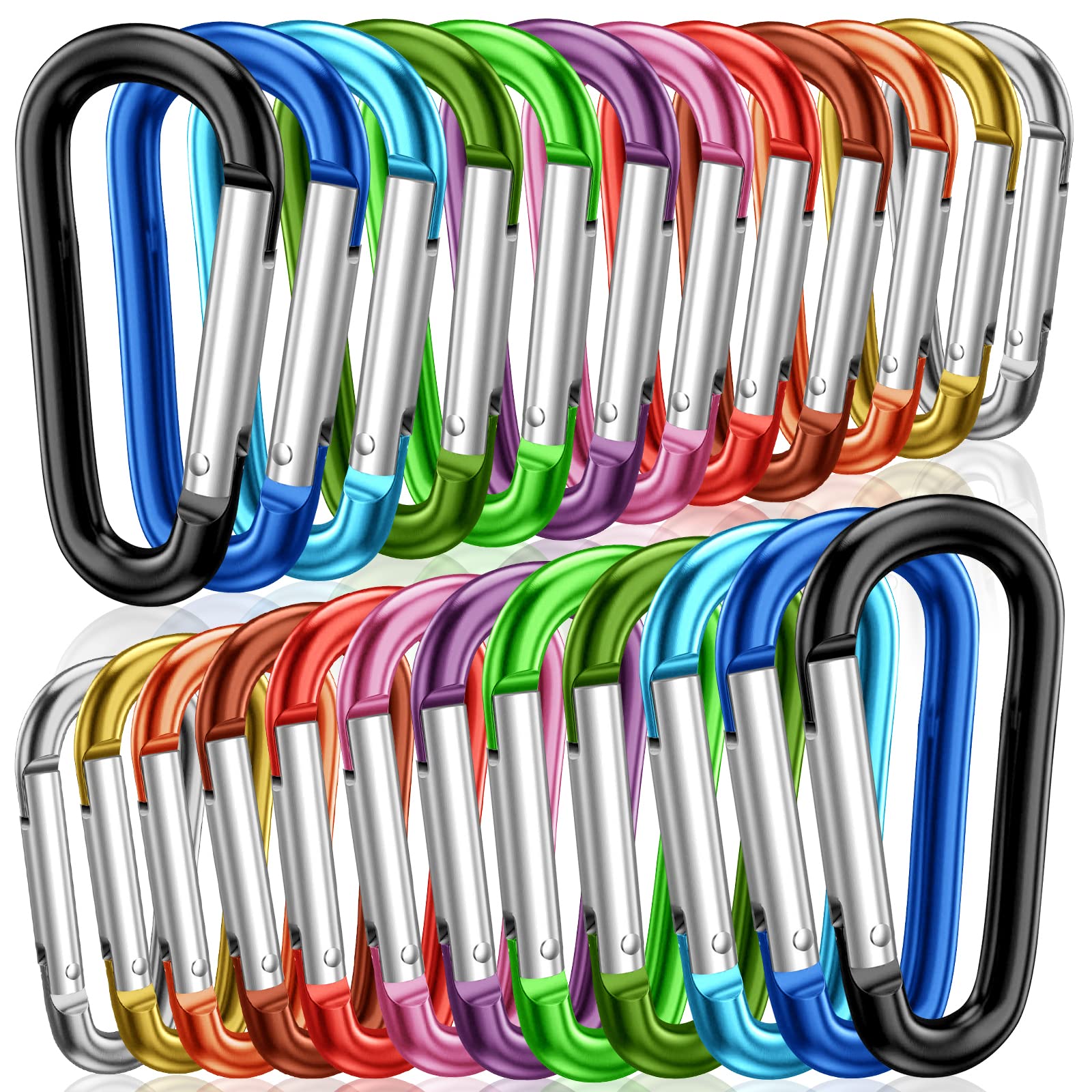 STURME 2" Aluminum D Ring Carabiners Clip D Shape Spring Loaded Gate Small Keychain Carabiner Clip