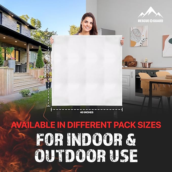 Emergency Fire Blanket - 2-Pack 40?�x40??Stay Prepared With Our Fireproof Blanket Extinguish Flames for Your Home Kitchen - Be a hero with first house must haves along with Extinguisher - Home Safety