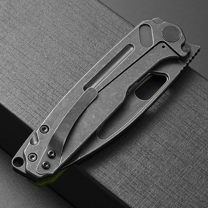 Ccanku C1136 Folding Knife D2 Steel Blade G10&Steel Handle EDC Tool Outdoor Hunting Camping Knife (Green)