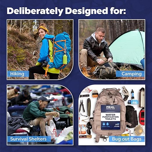 Water Purifier Tablets ?“Water Purification Tablets for Emergency Water - Hiking, Camping, Survival, Emergency ??Drinking Water Filtration System Survival Tabs - Purificador De Agua - 1L - 100 Tablets