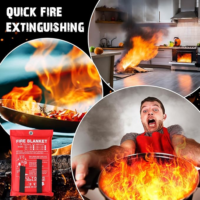 Macarrie 60 Pack 39??x 39??Fire Blanket Emergency for Home and Kitchen Safety Suppression Blanket Fiberglass Fireproof Survival for Fireplace Car Office Camping (Red)