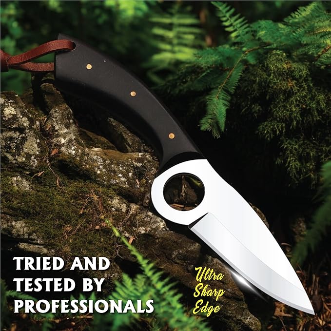 Predator Hunter - Fixed Blade Hunting Knife - 7 Inch hand Forged Full Tang Stainless Steel Knives For Hunting, Outdoor Camping, Hiking, Fishing, Bushcraft Knives With Leather Sheath. (Stainless Steel Knife)