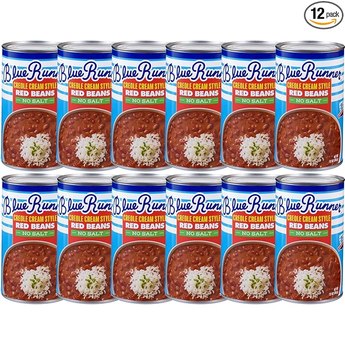 Blue Runner?”Creole Cream Style Red Beans??7 oz Can (Pack of 12)?”No Salt Added?”Slow Cooked and Authentically Creole Kidney Beans