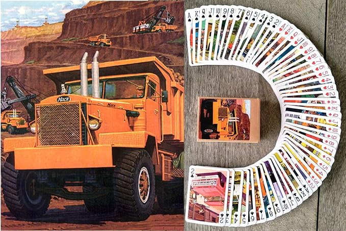 Heavy Trucks Playing Cards (Poker Deck 54 Cards All Different) Vintage Retro Automotive Posters Trucks Commercial Machinery