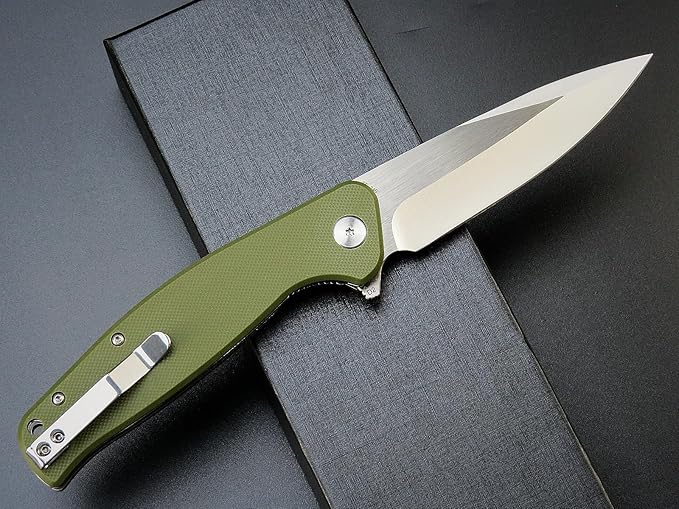 Eafengrow EF240 Folding Knife D2 Steel Blade G10 Handle EDC Tool Pocket Knives for Outdoor Working Camping (green)