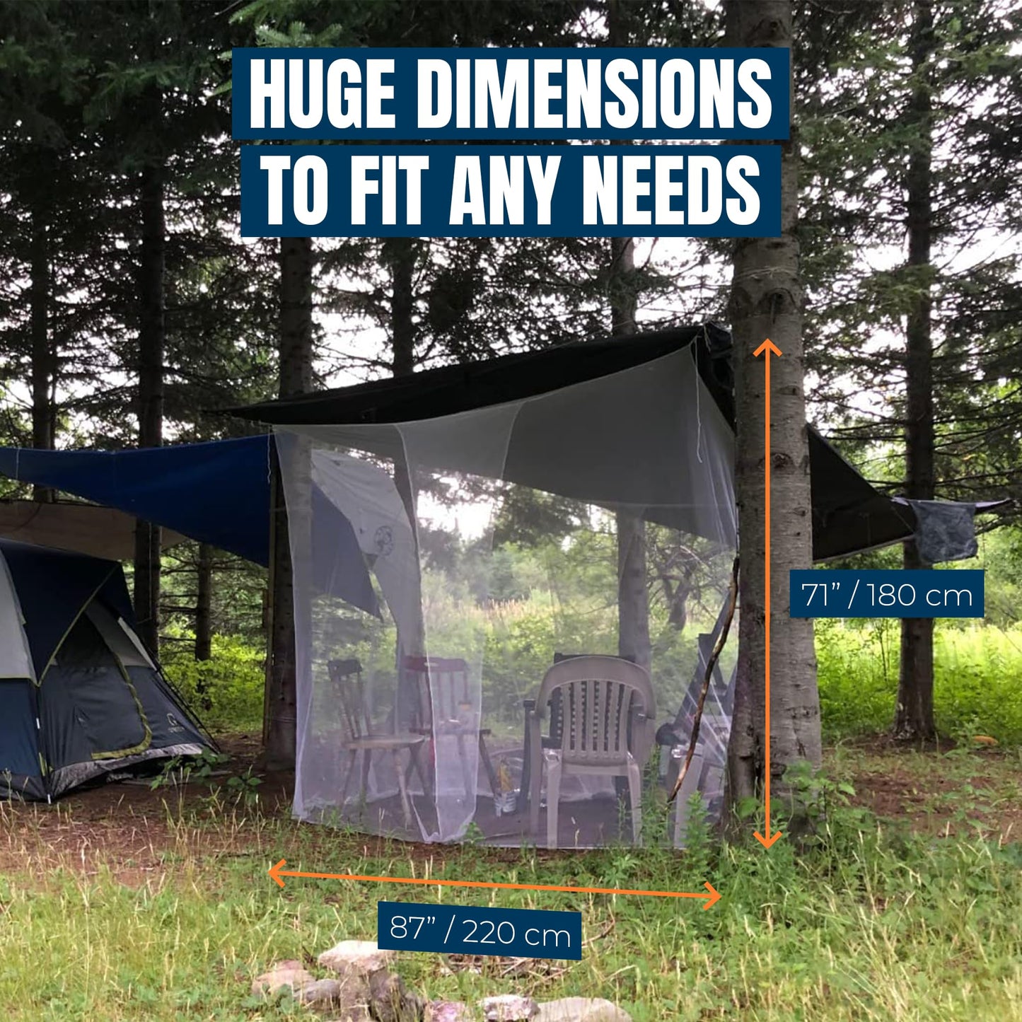 MEKKAPRO Ultra Large Mosquito Net with Carry Bag, Large 2 Openings Netting Curtains | Camping