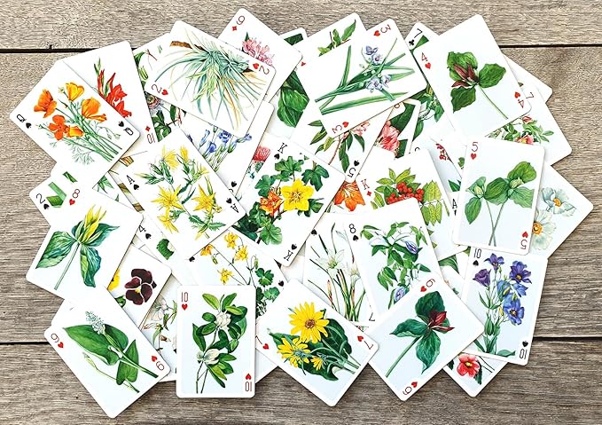 Wildflower Collection Playing Cards (Poker Deck 54 Cards All Different) Vintage Botanical Illustrations of Colorful Blooms Garden Beauties and Delicate Field Flowers