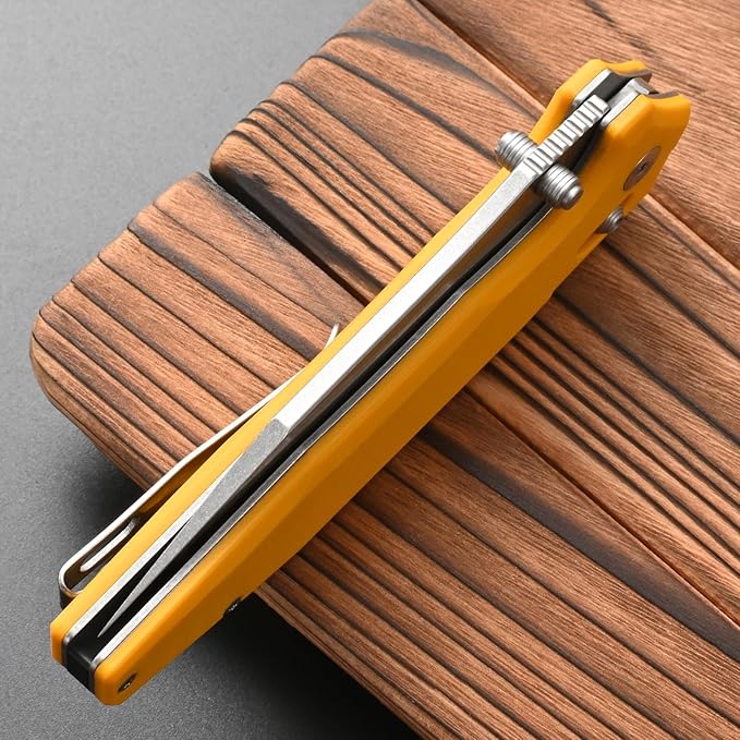 FF20 Folding Pocket Knife，VG10 Steel Blade G10 Handle EDC Tool Knife for Outdoor Camping Hunting Fishing Working(Yellow)