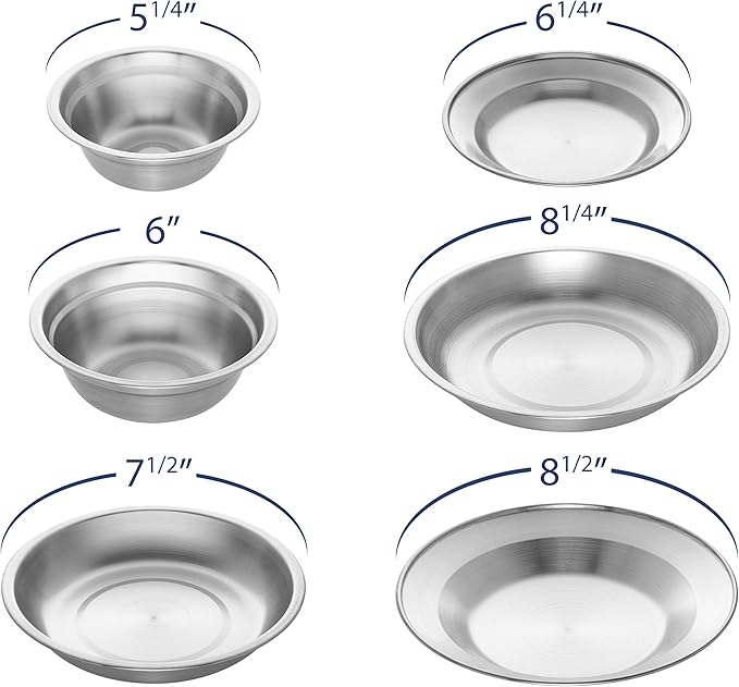 Wealers Stainless Steel Plates and Bowls Camping Set Small and Large Dinnerware for Kids, Adults, Family | Camping, Hiking, Beach, Outdoor Use | Incl. Travel Bag (24 Piece Set)