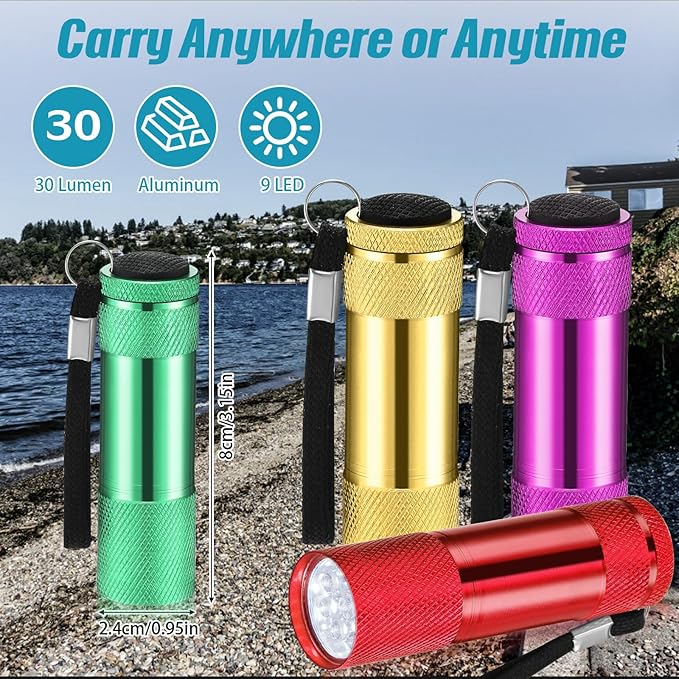 VIHOSE 20 Pcs Mini Flashlights Bulk, Bright Aluminum Handheld Flash Light with Lanyard Small LED Flashlights for Night Reading Emergency Hurricane Camping Hiking, Batteries Not Included(Bright)