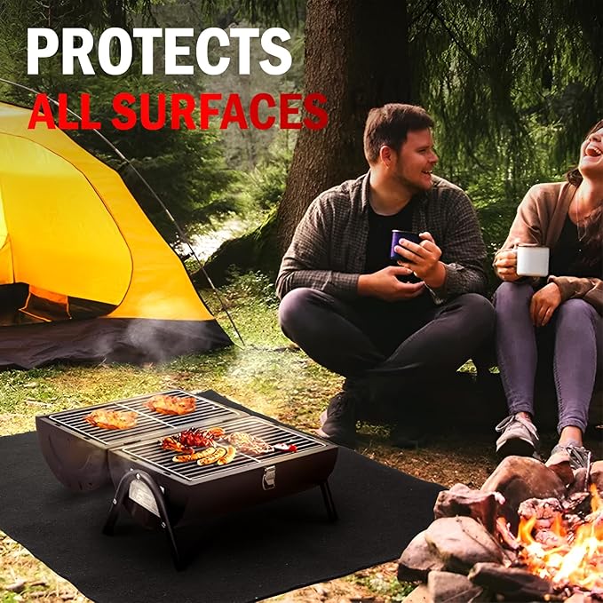 kanhiro 40x40 Inch Large Welding Blanket Fireproof Pad - 5mm Thickened Fire Resistant Carbon Felt Cloth, Flame Retardant Fabric, Heat Shield for Grill Cover, Soldering, Firepit, Smoker